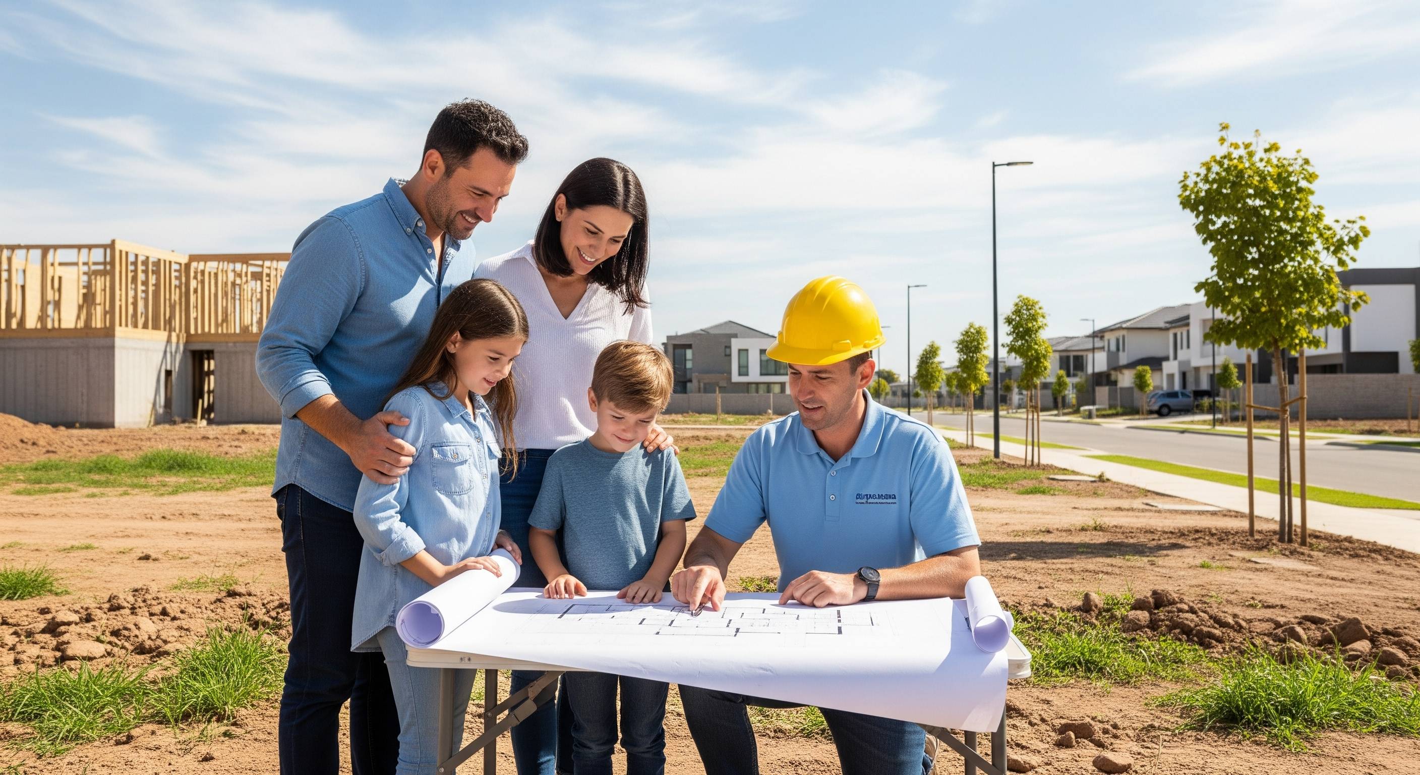 Família em um terreno representando Empréstimo com Terreno em Garantia